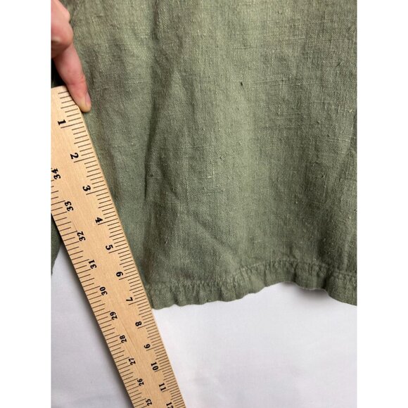 Vintage Timbuktu Station Women's Olive Green 100% Linen Overalls Size 3 - Picture 5 of 11